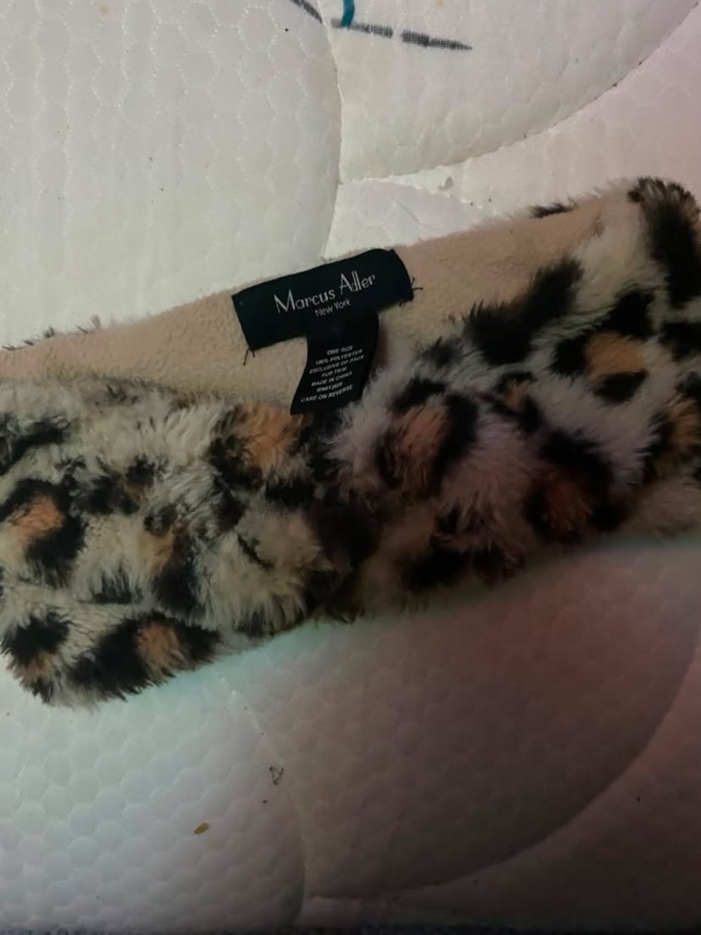 Faux Fur Leopard Print Headband - Beige/Tan